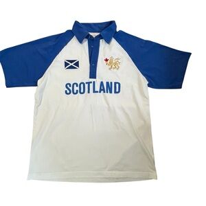 Roots Canada Scotland
Rugby Polo Shirt Blue White Crest Men's SZ Large